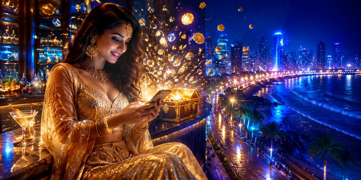 Mobile casino gameplay in Mumbai with lehenga outfit