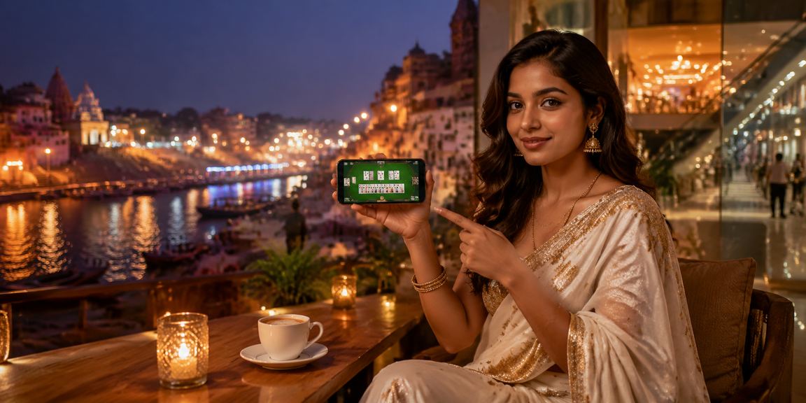 Varanasi gaming scene with Rummy players